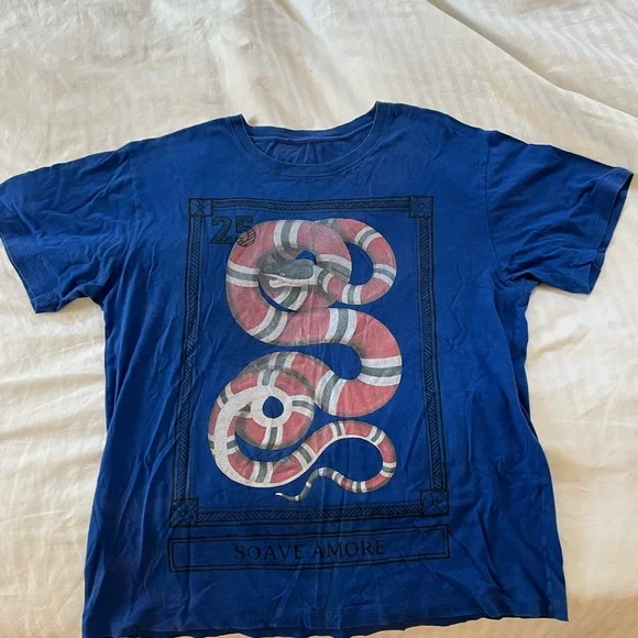 Gucci Shirts Gucci Blue Distressed Snake Print Soave Amore